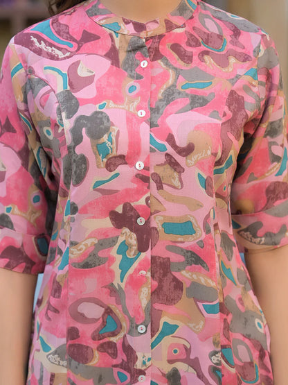 🌸 Pretty in Pink – Cutyful Floral A-Line Rayon Top